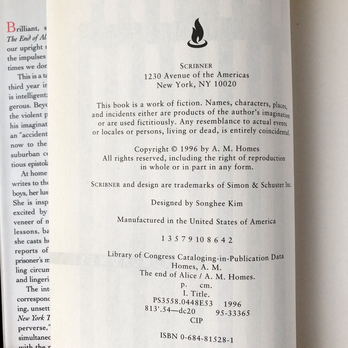 The End of Alice by A.M. Homes [FIRST EDITION / FIRST PRINTING] - Bookshop Apocalypse