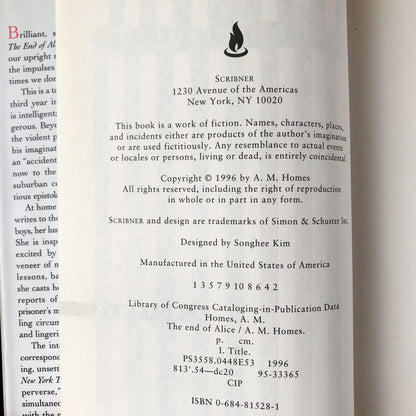 The End of Alice by A.M. Homes [FIRST EDITION / FIRST PRINTING] - Bookshop Apocalypse