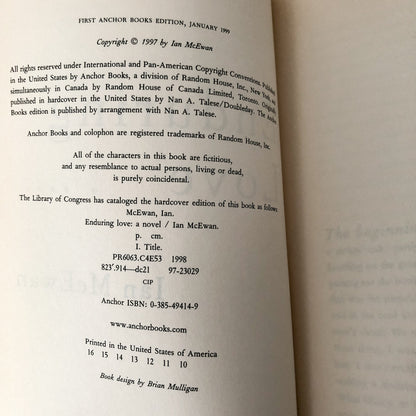 Enduring Love by Ian McEwan [1999 TRADE PAPERBACK]