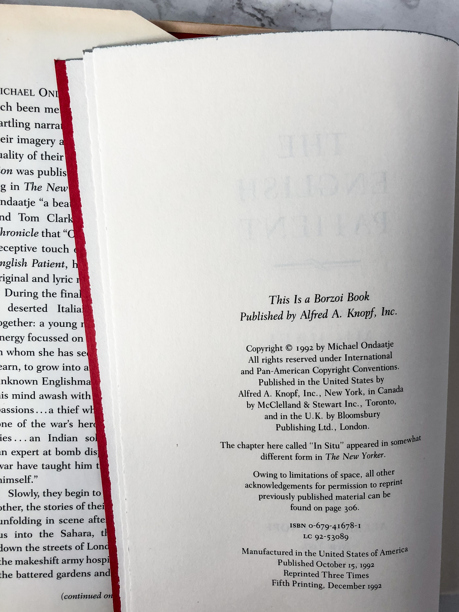 The English Patient by Michael Ondaatje (FIRST EDITION) - Bookshop Apocalypse