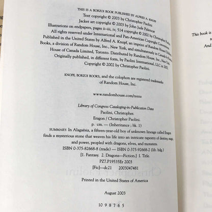 Eragon by Christopher Paolini [FIRST EDITION] 2003