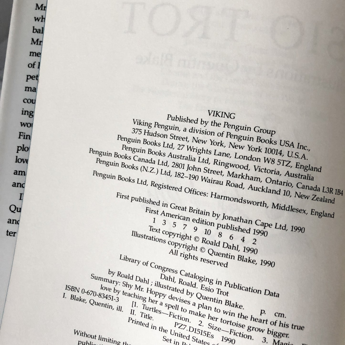 Esio Trot by Roald Dahl [FIRST EDITION / FIRST PRINTING] - Bookshop Apocalypse