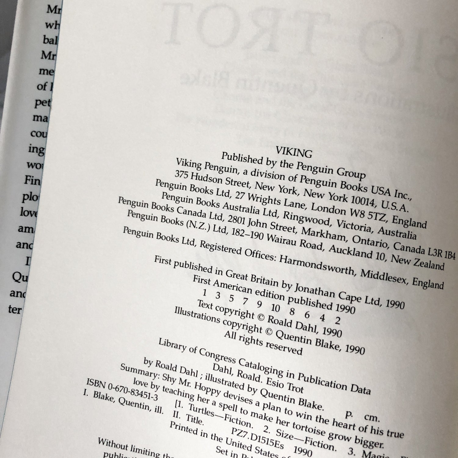 Esio Trot by Roald Dahl [FIRST EDITION / FIRST PRINTING] - Bookshop Apocalypse