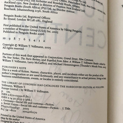 Europe Central by William T. Vollman SIGNED! [TRADE PAPERBACK / 2006]