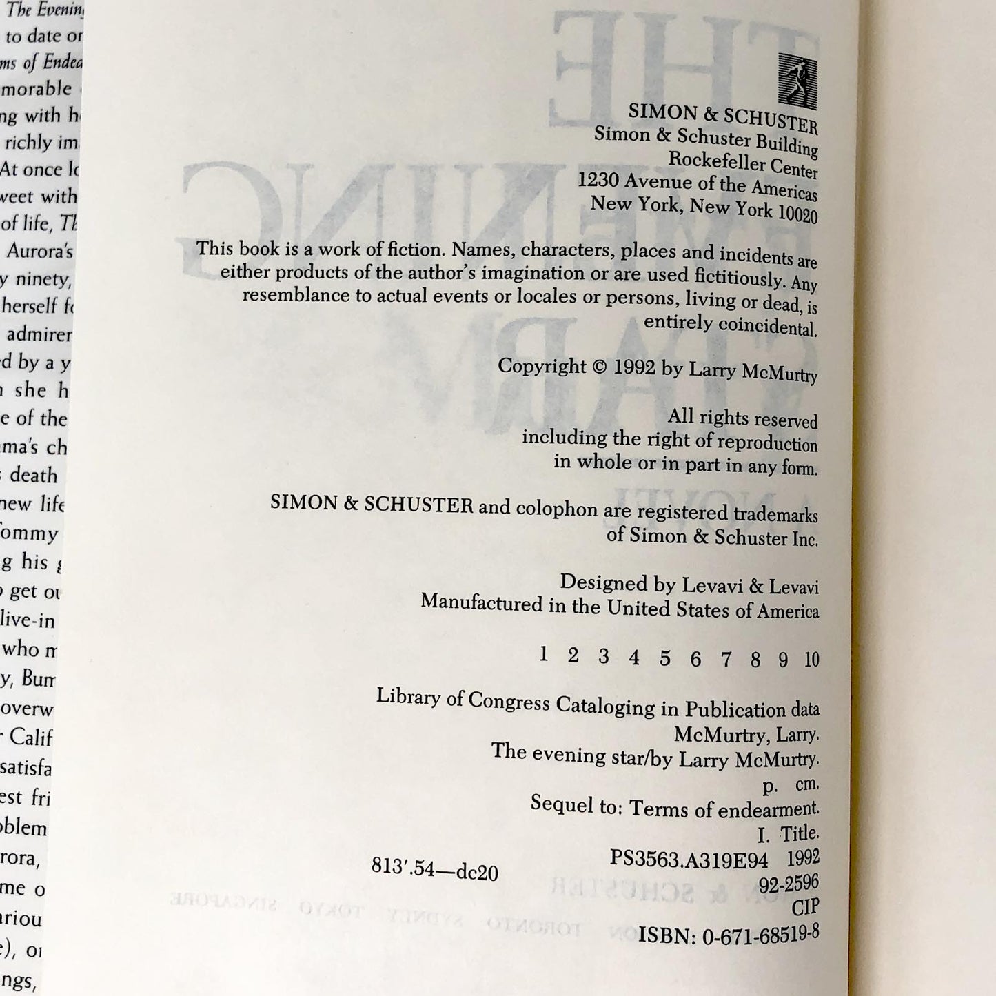 The Evening Star by Larry McMurtry [FIRST EDITION • FIRST PRINTING] 1992