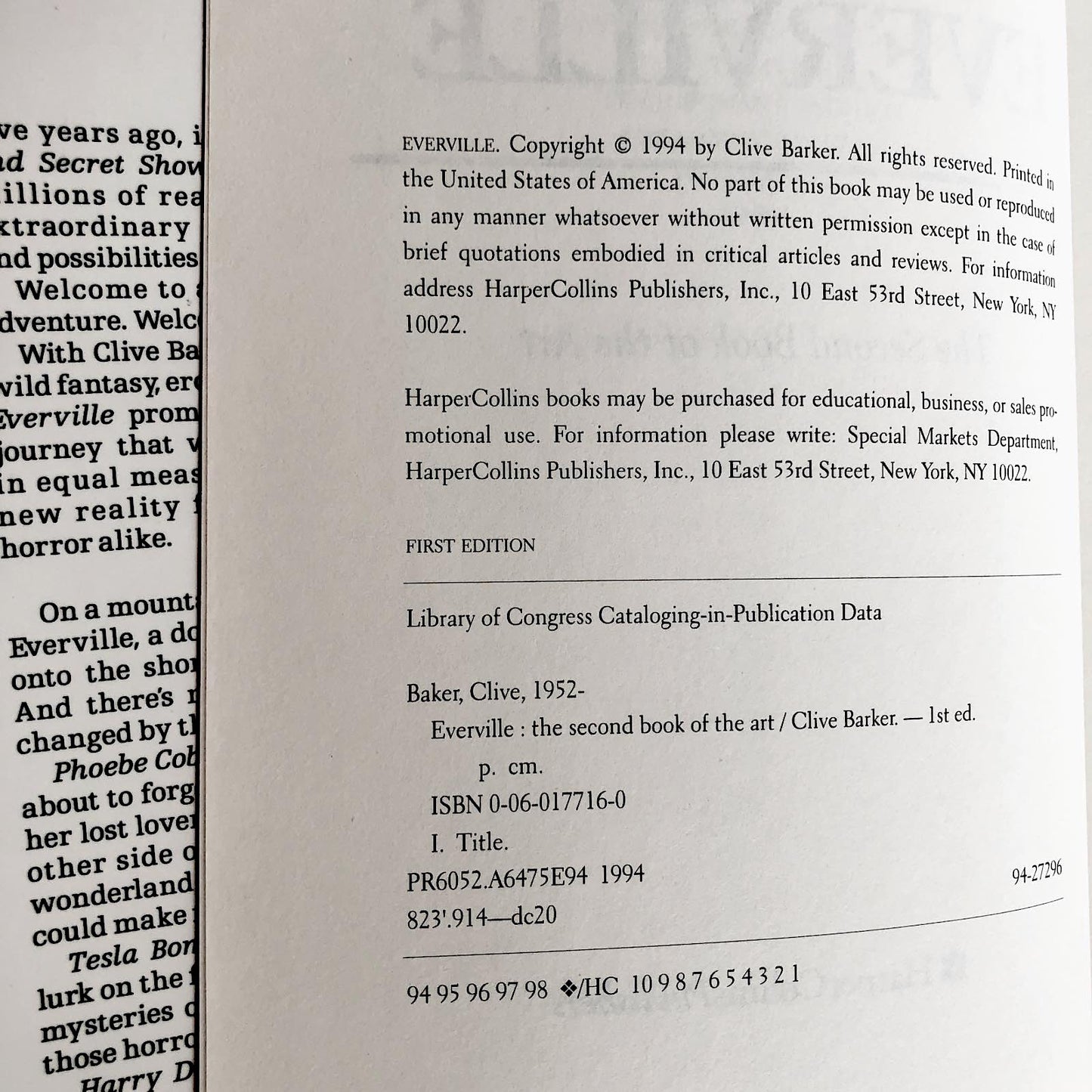 Everville by Clive Barker [FIRST EDITION / FIRST PRINTING]