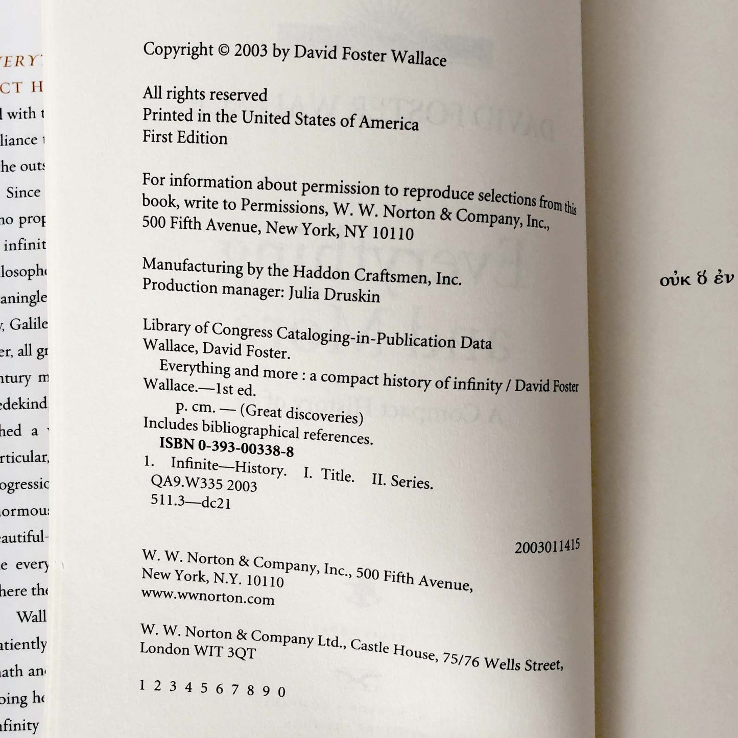 Everything and More: A Compact History of Infinity by David Foster Wallace [FIRST EDITION] 2003