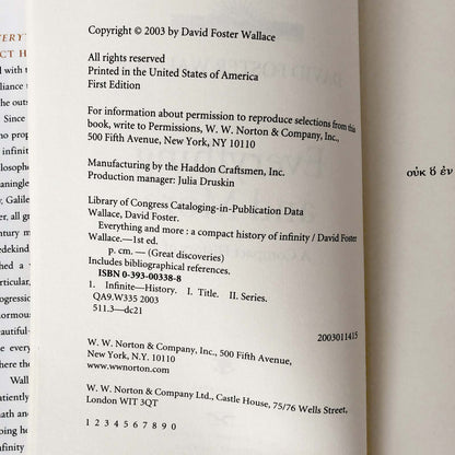 Everything and More: A Compact History of Infinity by David Foster Wallace [FIRST EDITION] 2003