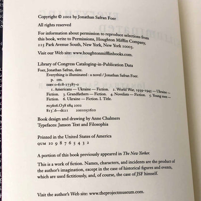 Everything is Illuminated by Jonathan Safran Foer [FIRST EDITION] 2002