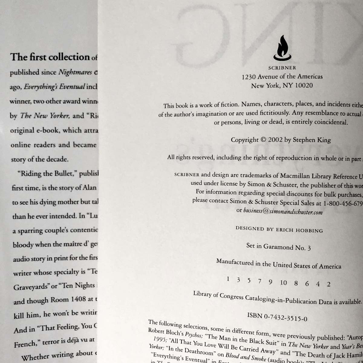 Everything's Eventual: 14 Dark Tales by Stephen King [FIRST EDITION / FIRST PRINTING] 2002