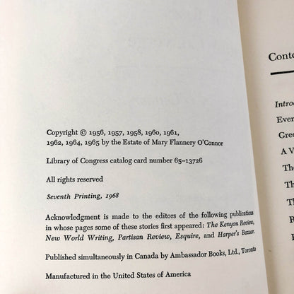 Everything That Rises Must Converge by Flannery O'Connor [FIRST EDITION / 7th PRINTING] 1967