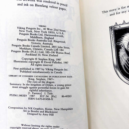 The Eyes of the Dragon by Stephen King [1987 HARDCOVER]