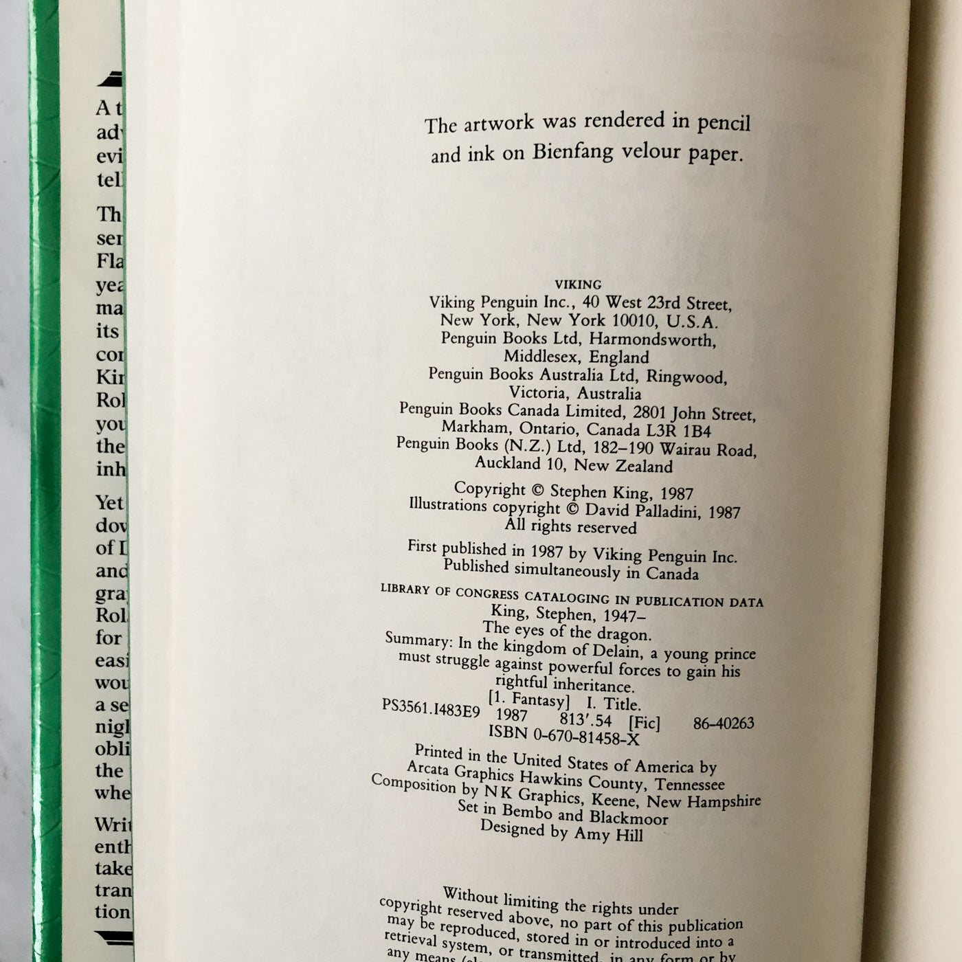 The Eyes of the Dragon by Stephen King [FIRST EDITION / FIRST PRINTING]