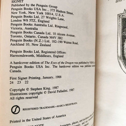 The Eyes of the Dragon by Stephen King [1988 PAPERBACK]