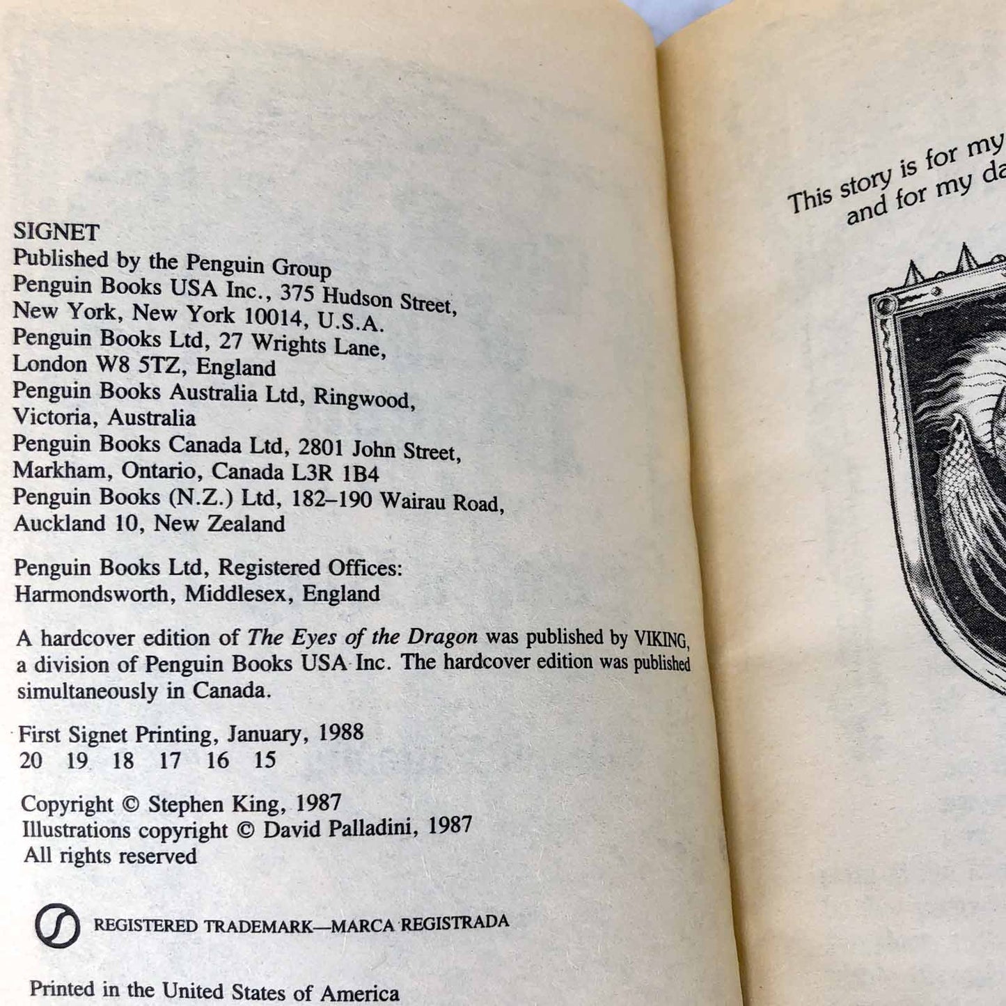 The Eyes of the Dragon by Stephen King [1988 PAPERBACK]