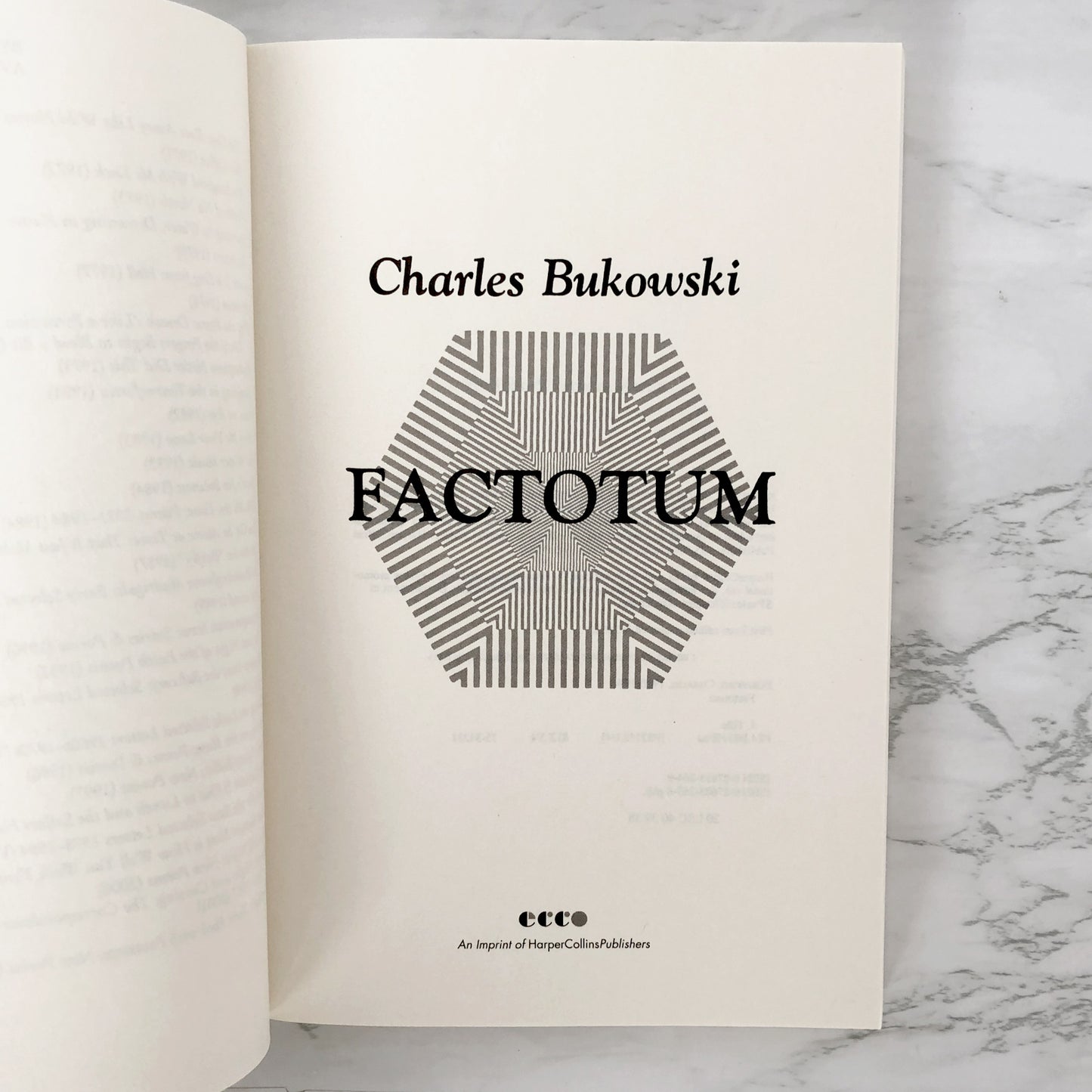 Factotum by Charles Bukowski [ECCO TRADE PAPERBACK] 2002