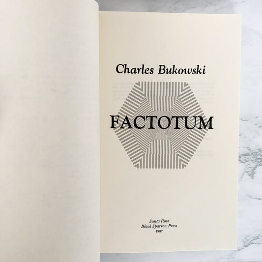 Factotum by Charles Bukowski [FIRST EDITION PAPERBACK]