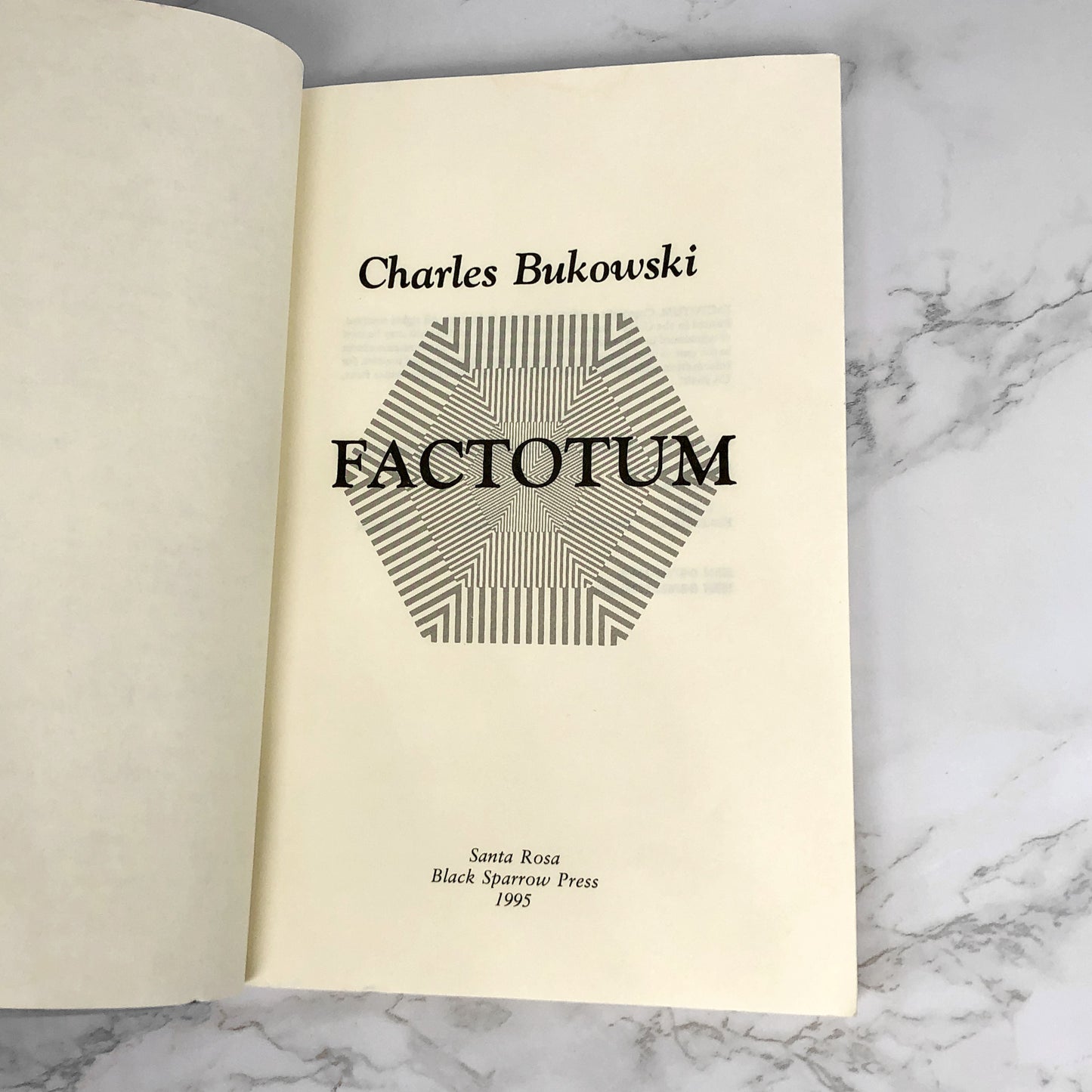 Factotum by Charles Bukowski [FIRST EDITION] 1995 ☙ Black Sparrow Press