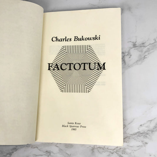 Factotum by Charles Bukowski [FIRST EDITION] 1995 ☙ Black Sparrow Press