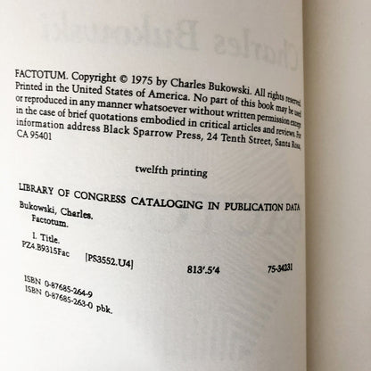 Factotum by Charles Bukowski [FIRST EDITION PAPERBACK]