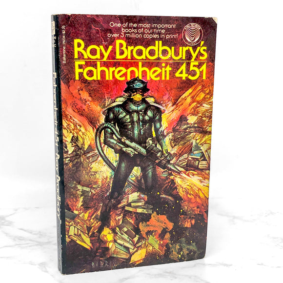 Fahrenheit 451 by Ray Bradbury [1980 PAPERBACK] Rare Barron Storey Cover • Del-Rey