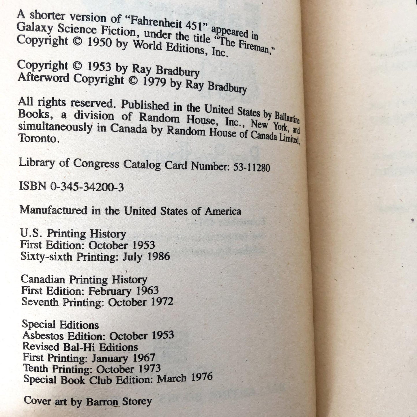 Fahrenheit 451 by Ray Bradbury [1986 PAPERBACK]