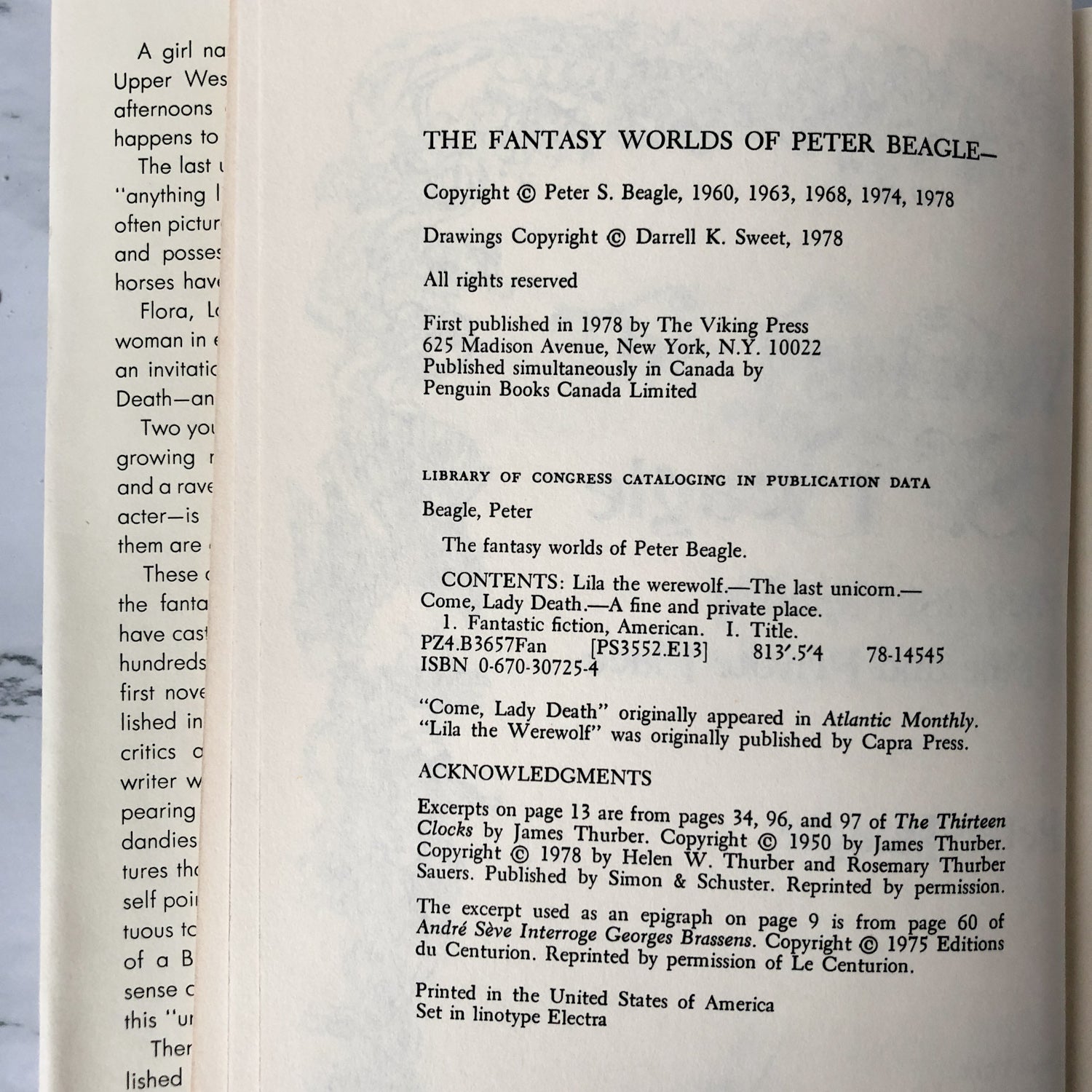 The Fantasy Worlds of Peter Beagle [1978 HARDCOVER ANTHOLOGY]  [The Last Unicorn, Lila The Werewolf, Come Lady Death & A Fine and Private Place] - Bookshop Apocalypse