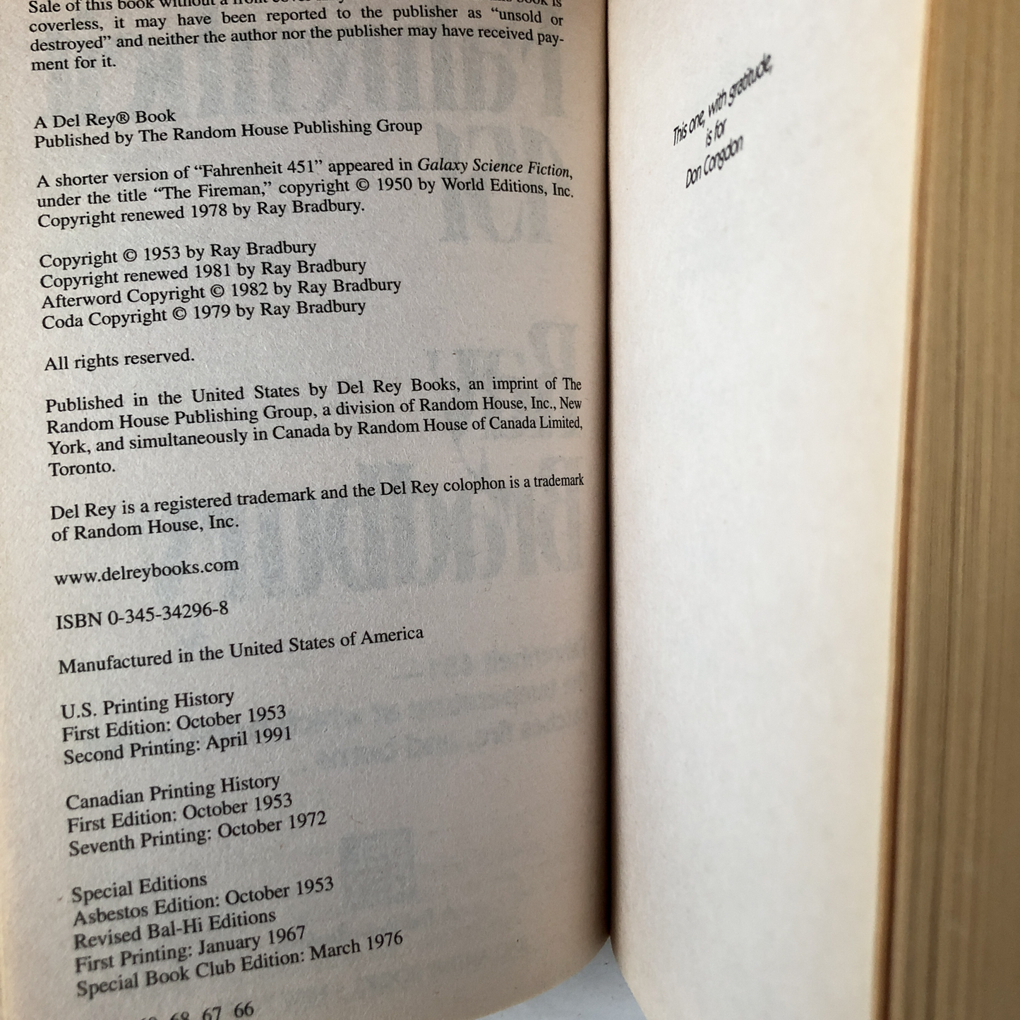 Fahrenheit 451 by Ray Bradbury [50TH ANNIVERSARY PAPERBACK] - Bookshop Apocalypse