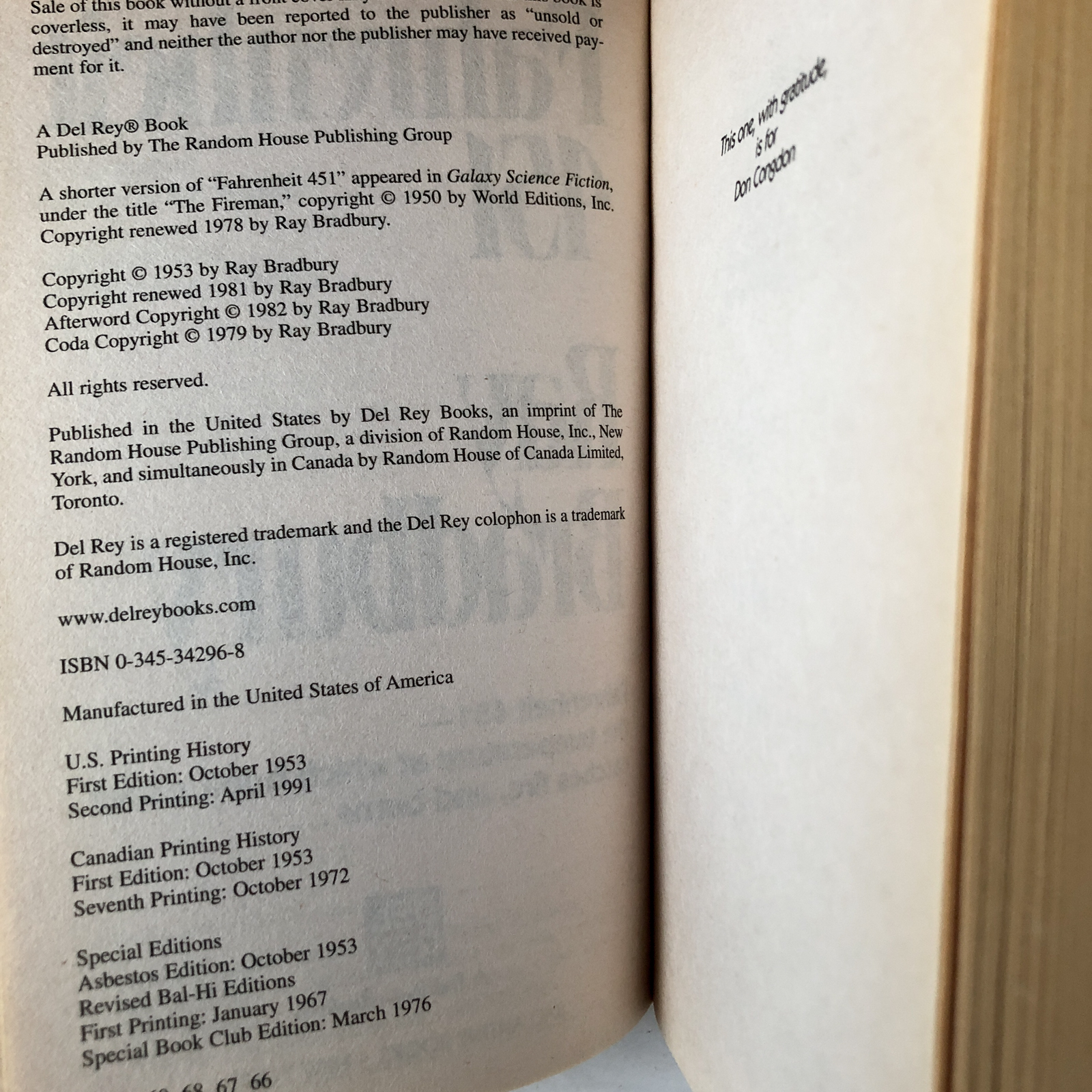 Fahrenheit 451 by Ray Bradbury [50TH ANNIVERSARY PAPERBACK] - Bookshop Apocalypse