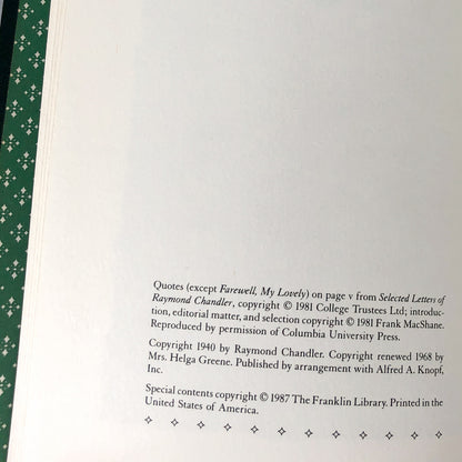 Farewell My Lovely by Raymond Chandler [THE FRANKLIN LIBRARY] 1987 • Rare Edition!