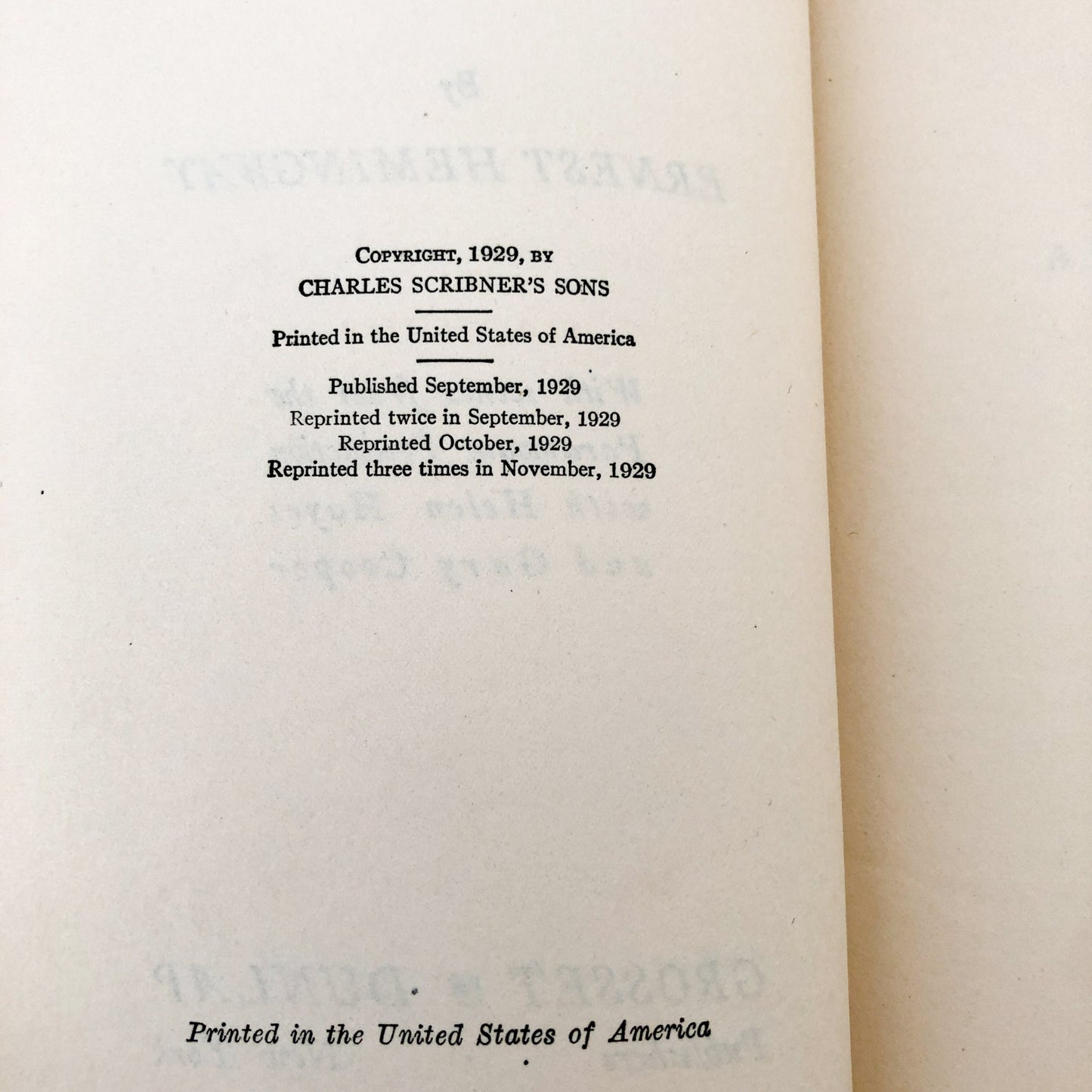 A Farewell to Arms by Ernest Hemingway [FIRST EDITION / THIRD PRINTING] 1929