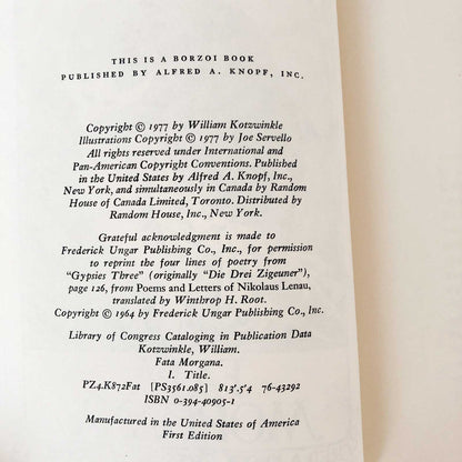 Fata Morgana by William Kotzwinkle [FIRST EDITION / FIRST PRINTING] 1977