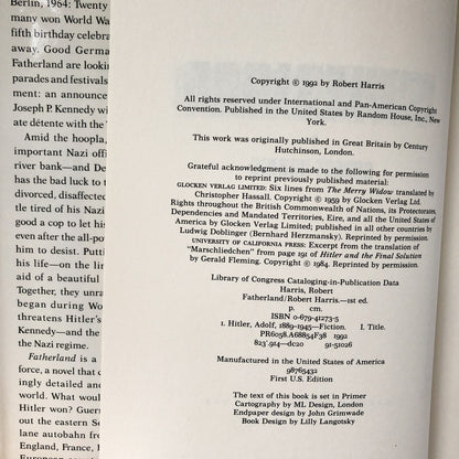 Fatherland by Robert Harris [FIRST EDITION / FIRST PRINTING] - Bookshop Apocalypse