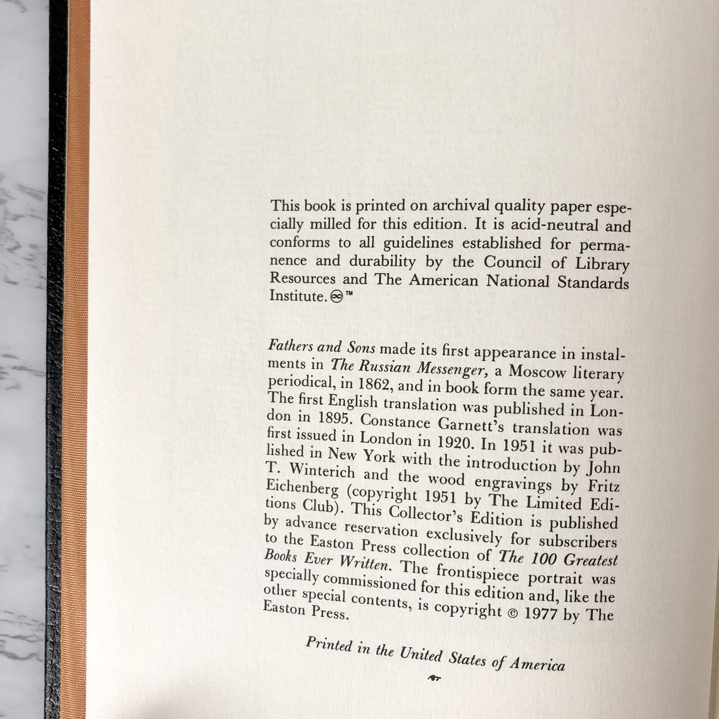 Fathers and Sons by Ivan Turgenev [THE EASTON PRESS / 1977] - Bookshop Apocalypse