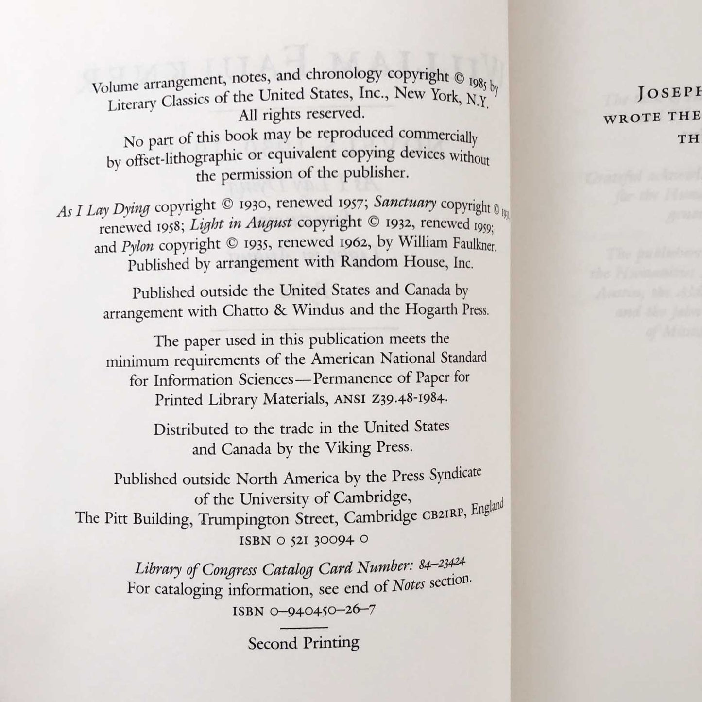 The Novels of William Faulkner [COLLECTOR'S EDITION OMNIBUS] 1984 • Library of America