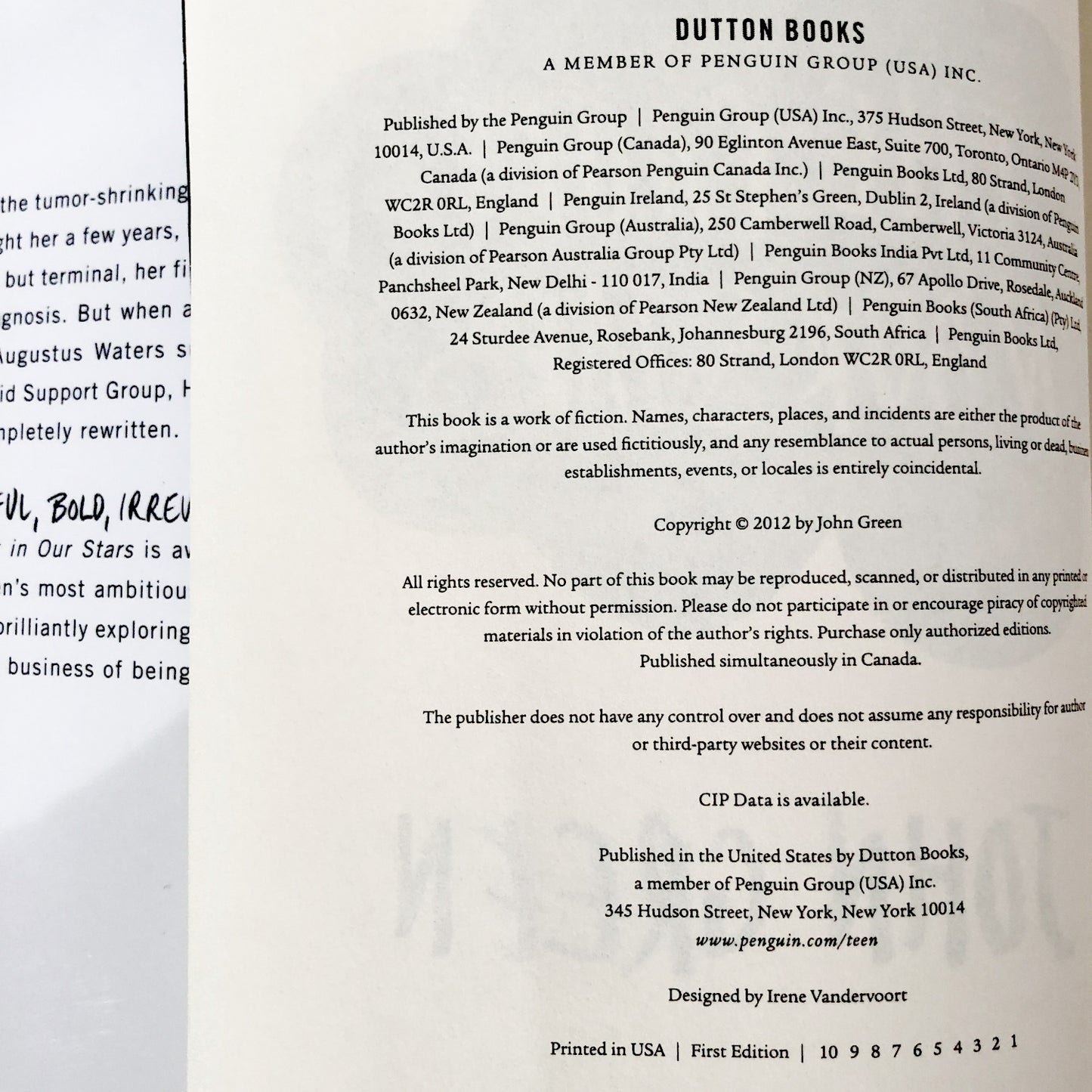 The Fault in Our Stars by John Green SIGNED! [FIRST EDITION / FIRST PRINTING]