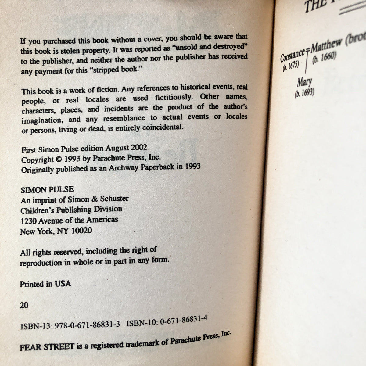 Fear Street Saga: The Betrayal by R.L. Stine [2002 PAPERBACK] - Bookshop Apocalypse