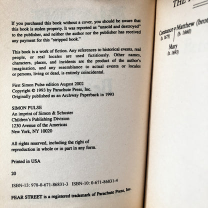 Fear Street Saga: The Betrayal by R.L. Stine [2002 PAPERBACK] - Bookshop Apocalypse