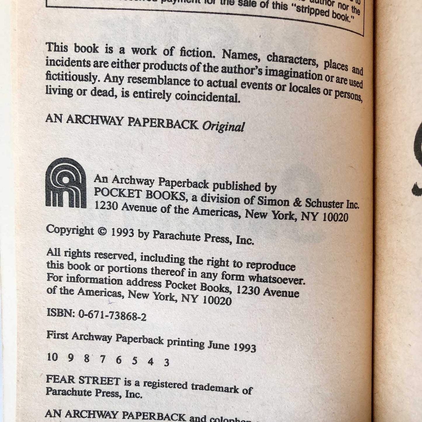 Fear Street #19: Sunburn by R.L. Stine [1993 PAPERBACK]