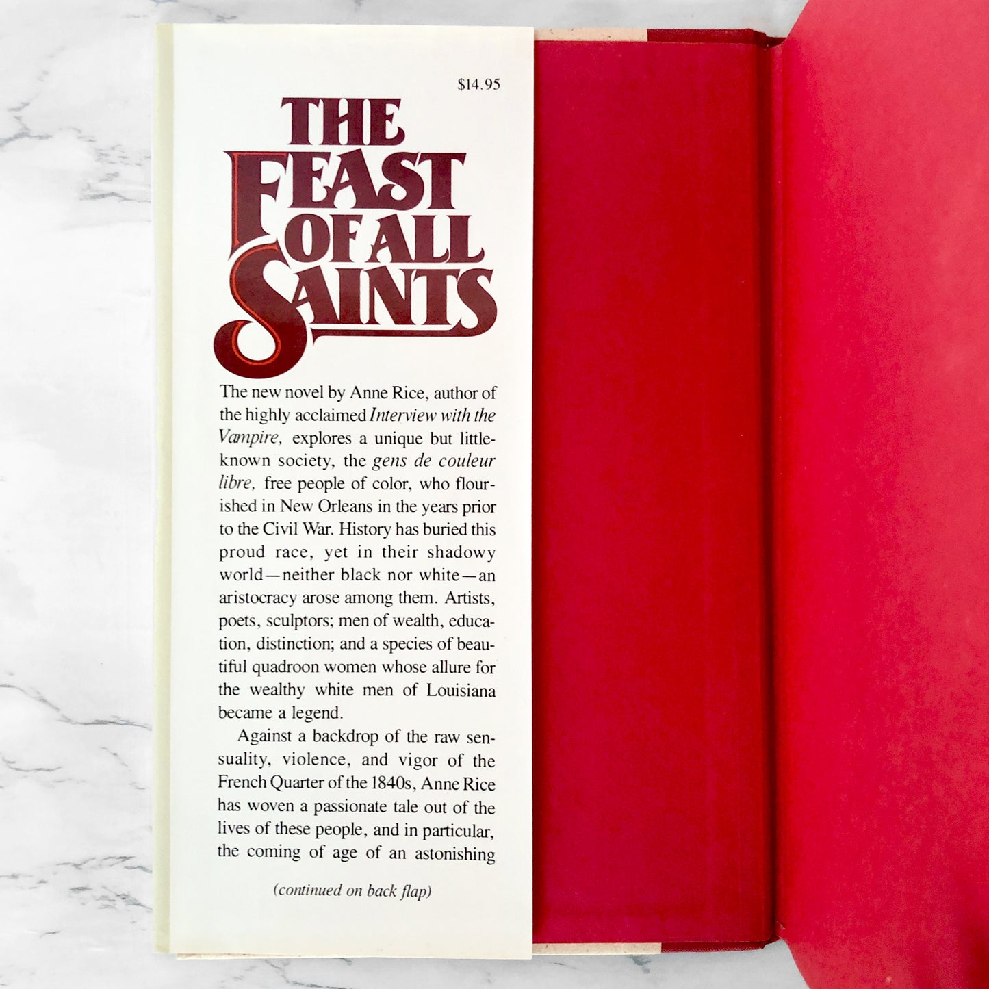 The Feast of All Saints by Anne Rice [FIRST EDITION / FIRST PRINTING] 1979