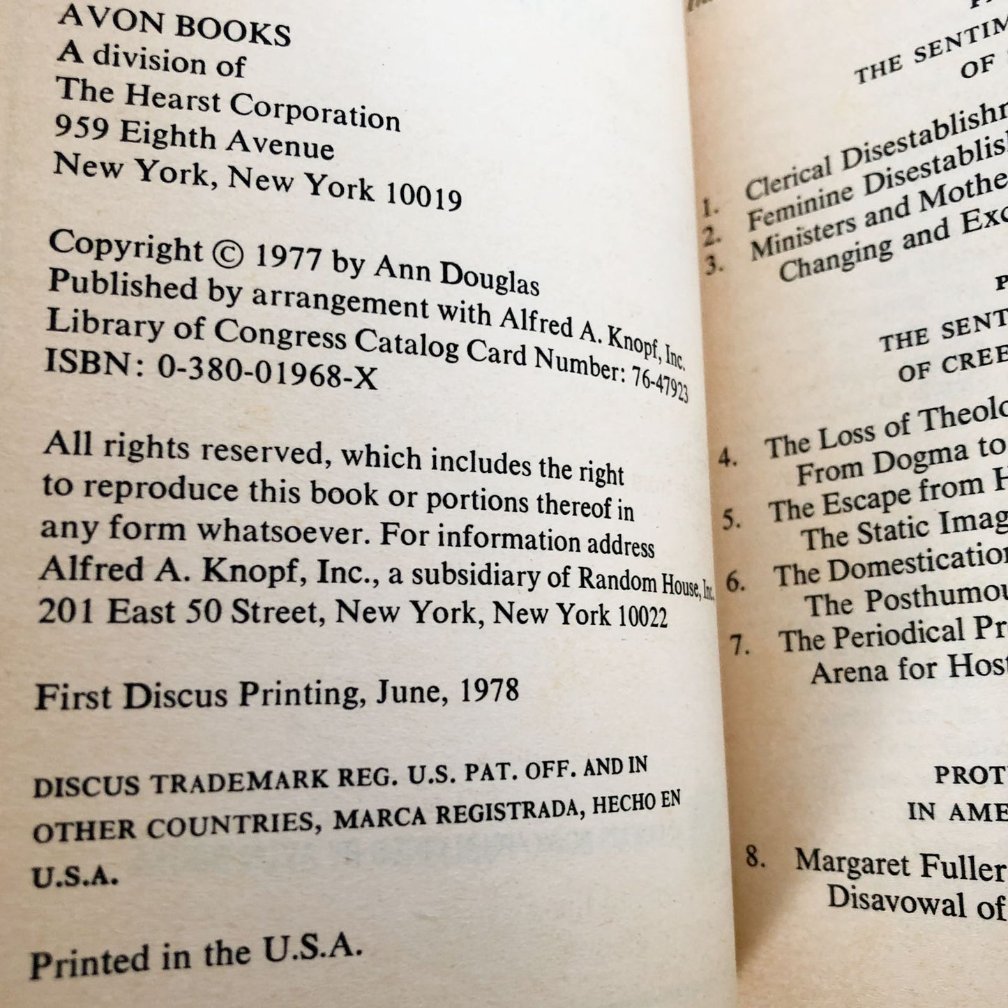 The Feminization of American Culture by Ann Douglas [1978 PAPERBACK]