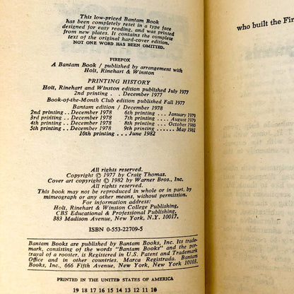 Firefox by Craig Thomas [1982 PAPERBACK] Movie Tie-in Cover