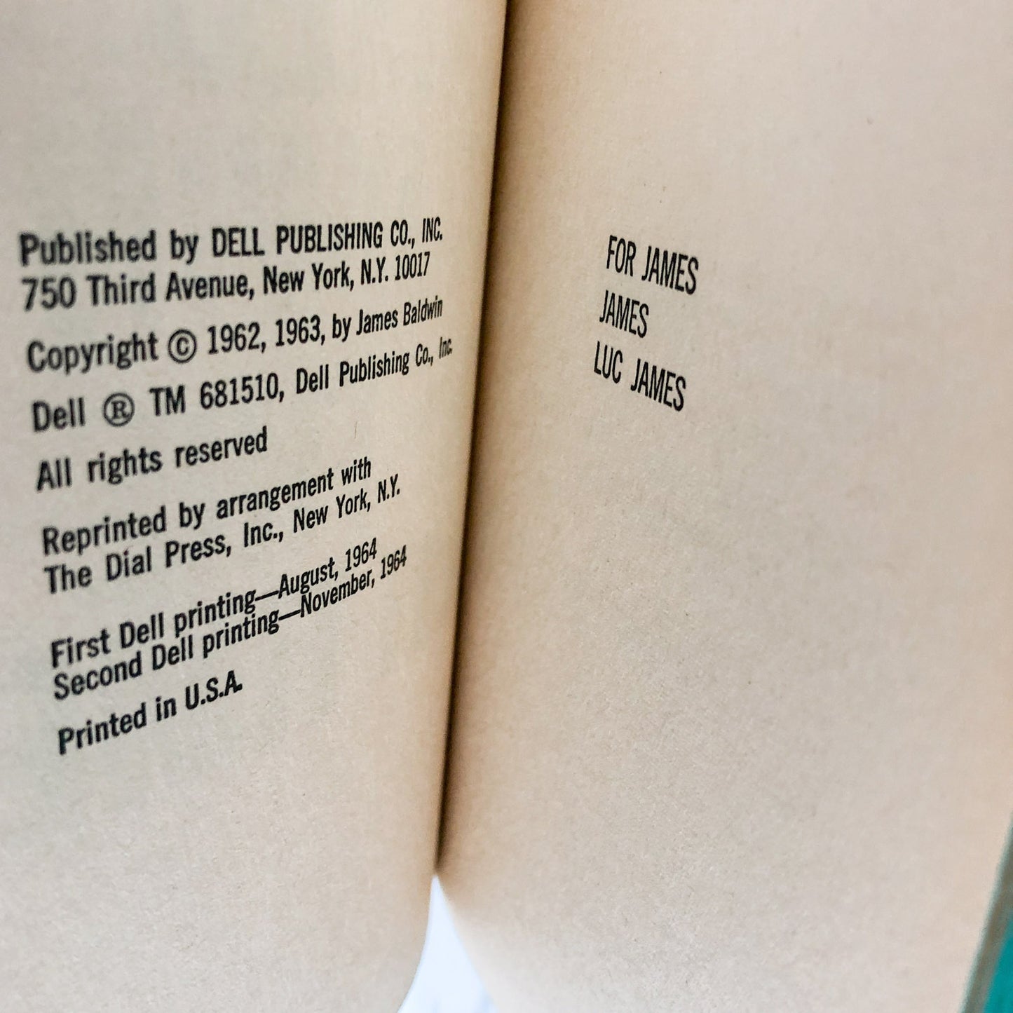 The Fire Next Time by James Baldwin [FIRST PAPERBACK EDITION] 1964 • Dell