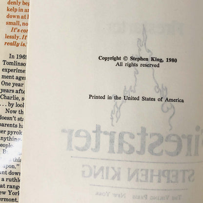 Firestarter by Stephen King [1980 HARDCOVER]