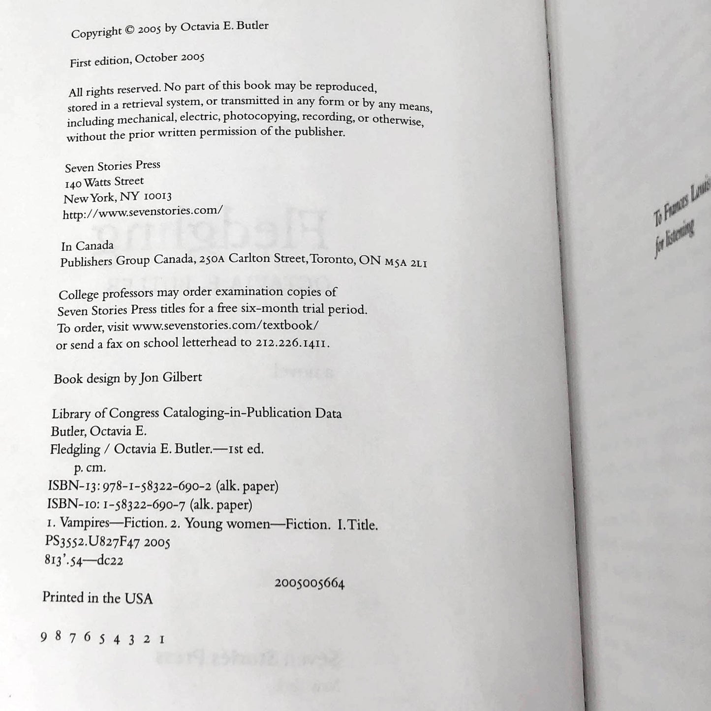 Fledgling by Octavia E. Butler [FIRST EDITION • FIRST PRINTING] 2005