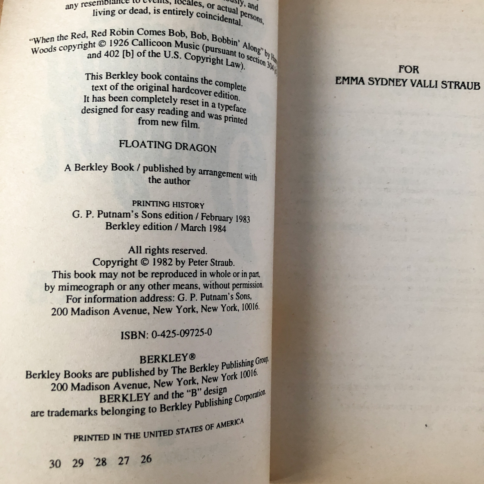 Floating Dragon by Peter Straub [1984 PAPERBACK] - Bookshop Apocalypse