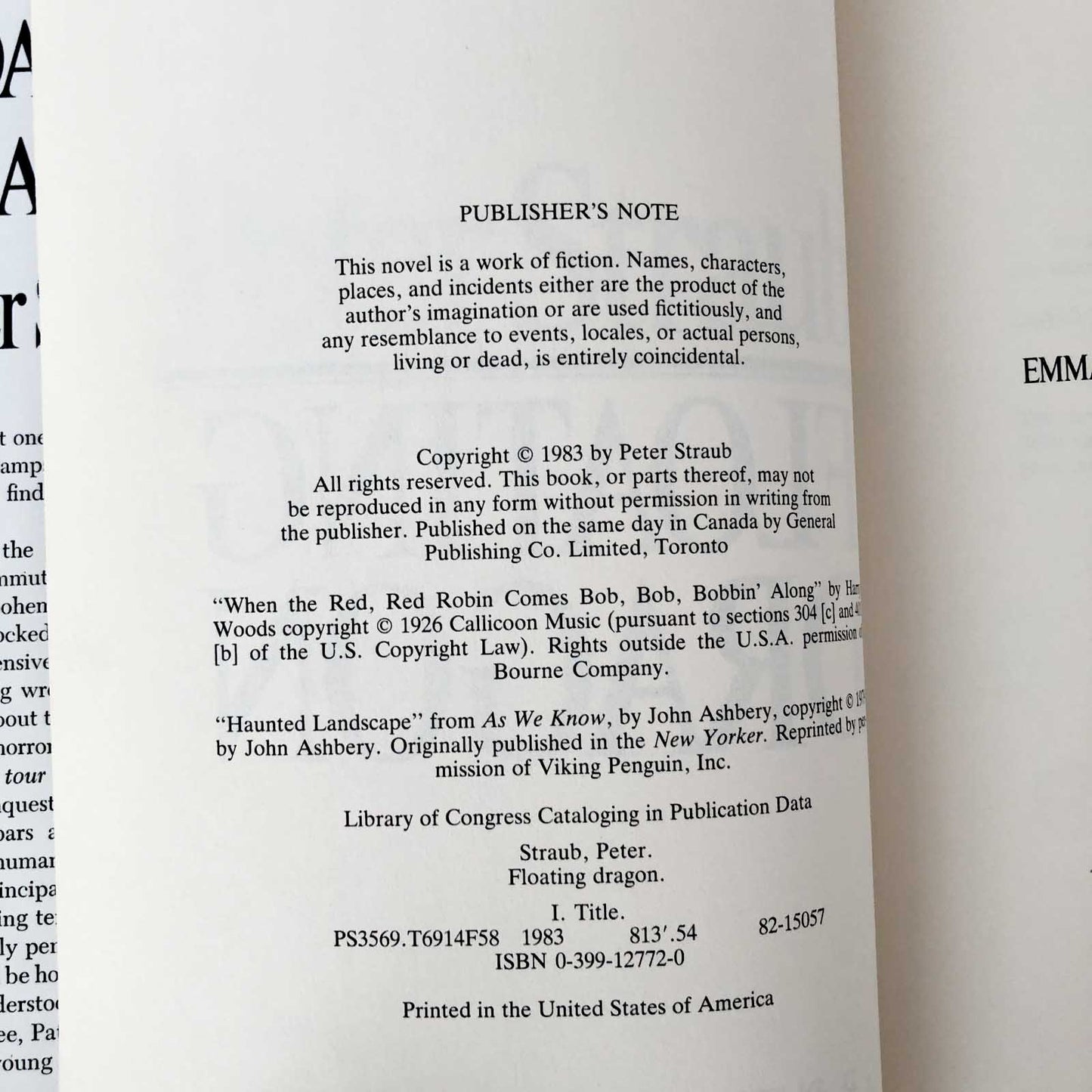 Floating Dragon by Peter Straub [FIRST EDITION / FIRST PRINTING] 1983