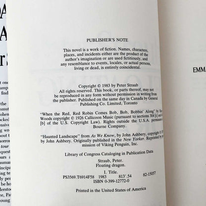 Floating Dragon by Peter Straub [FIRST EDITION / FIRST PRINTING] 1983