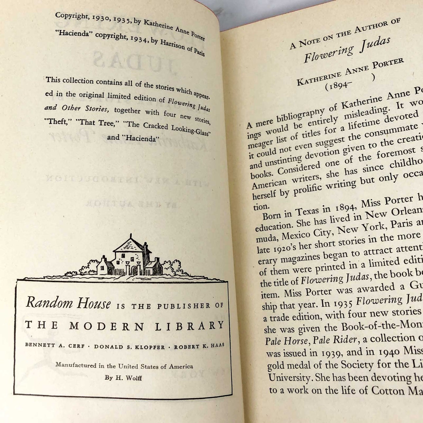 Flowering Judas & Other Stories by Katherine Anne Porter [1958 HARDCOVER] • The Modern Library