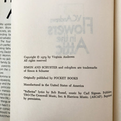 Flowers in the Attic by V.C. Andrews [BOOK CLUB EDITION / 1979]